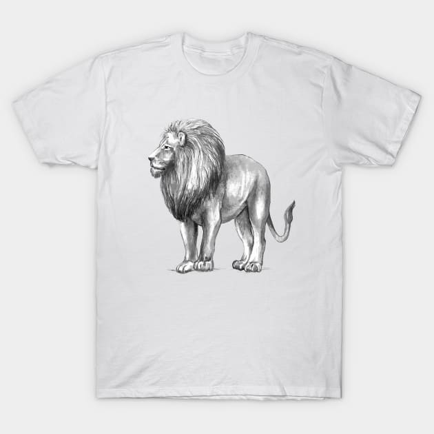 drawing of a lion, king of beasts, predator, male, print, as a gift T-Shirt by SwetlanaArt